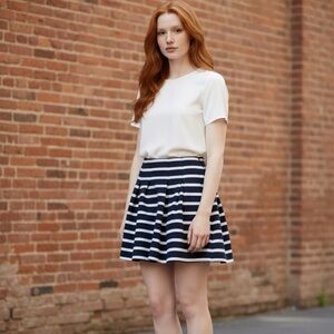NWT Gap “Designed & Crafted” Navy & White Stripe Pleated Mini Skirt